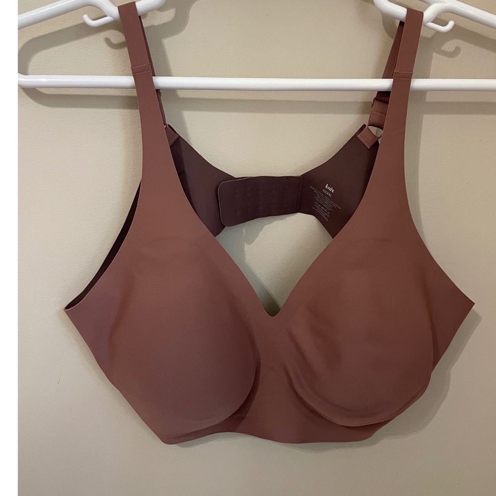 Knix Revolution V-Neck Bra Sola Brown Wire Free Molded Cup XXXXL 4XL
